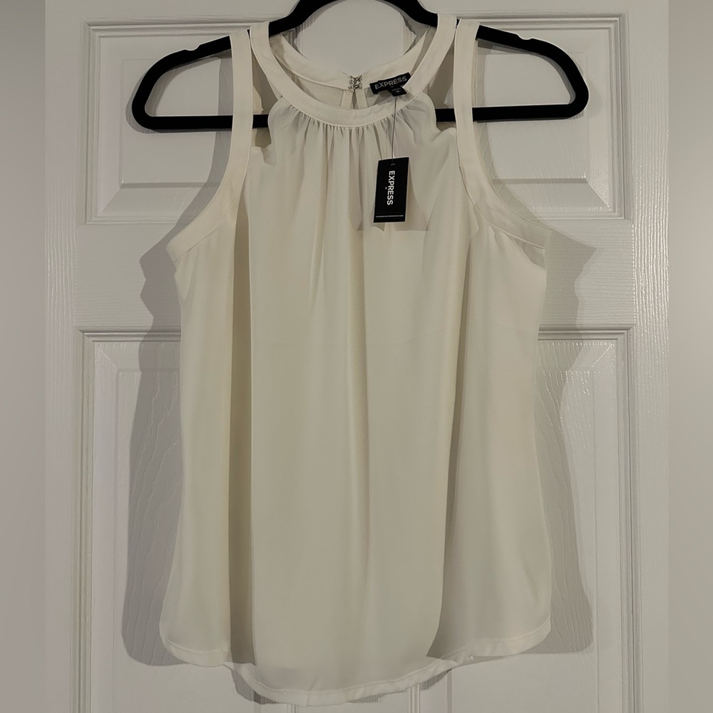 Express Women's Ivory Sleeveless Blouse